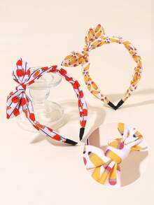 2pcs Back To School Bow Headbands,Yellow Red Apple Pencil Hairbands,Cute Y2k Hair Accessories For Kids Student First Day Of School Gift Party Daily - Multicolor - View 3