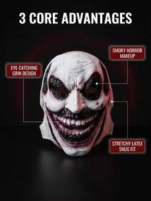 Masque ScCosplay Ary Halloween Tête Complète Latex Masque de Démon Réaliste Accessoire de Costume Halloween Visage de Fantôme - Plusieurs styles - Voir 5