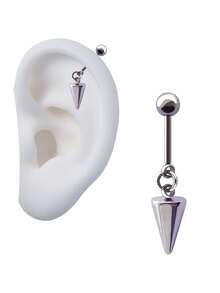1 pieza Pendiente de cartílago con colgante de cono de acero inoxidable, joyería para piercing de hélix - Plateado - Ver 7