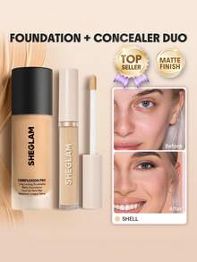 SHEGLAM [2件組] Complexion Pro 霧面粉底液與遮瑕膏套組 - Shell - 查看 8