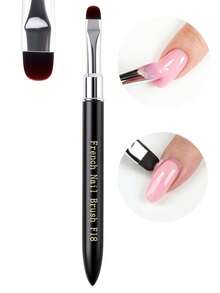 Nail Brush, 2-In-1 French Tip & Nail Edge Cleaning Brush, Suitable For Gel Nail Polish, Professional Nail Art Tool, Wooden Handle (French F18) - Black - View 1