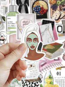 50pcs Exquisite Girl Stickers For Decorating Musical Instruments, Guitar, Water Cup, Mug, Skateboard, Laptop, Coffee Cup, Luggage, Diary, Scrapbook - Multicolor - View 3