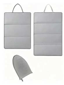 2pcs Lightweight Foldable Steam Ironing Board Set, Includes Hook And Pad, 4-Fold Portable Ironing Board, Non-Slip Surface, Ergonomic Handle, Suitable For Home/Travel, Durable PP Material, Travel Laundry Solution, Foldable Design, Stable And Durable - Grey - View 1