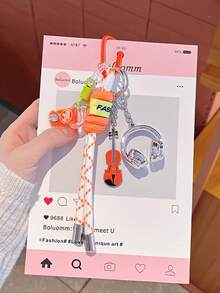 Fashionable Cool Summer Bag Charm, Suitable For Music Lovers, Includes Guitar, Headphone, Heart Pendant; Keychain, Bag Accessory, Back To School Season Gift Charm - Multicolor - View 10