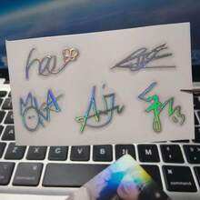 ILLI/T Girl Group MINJU YUNAH Member Holographic Metallic Signature Sticker Gradient Reflective Phone Case Luggage Laptop DIY Decorative Sticker Korean Idol Fan Support Portable Small Merchandise - Multicolor - View 2