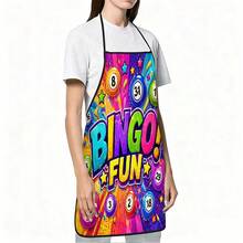 1pc Bingo Fun Apron With Adjustable Waistband And Colorful Printed Bib - Durable And Easy To Clean Polyester Material, Suitable For Kitchen Cooking, Gardening, Orchard Picking, Christmas, Halloween And Other Occasions - Multicolor - View 4