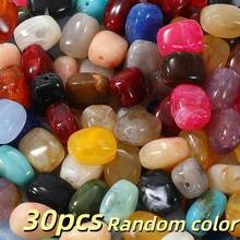 30 pièces Perles lâches asymétriques en acrylique aspect pierre imitation, mélange de couleurs, 13*10mm, pour bracelets, colliers, boucles d'oreilles, chaînes de téléphone, loisirs créatifs DIY - Perles de gradation - Voir 21
