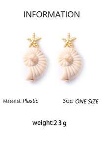 1 Pair Summer Ocean Natural Vacation Style Conch Shell Starfish Shell Earrings For Women, Lightweight Luxury Personalized Casual Versatile - Ocean-themed Earrings - View 19