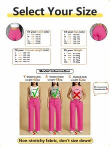 Pantalones casuales de mujer con bolsillos y cierre de botones, versátiles para uso diario - Rosa Roja - 1 - Ver 4