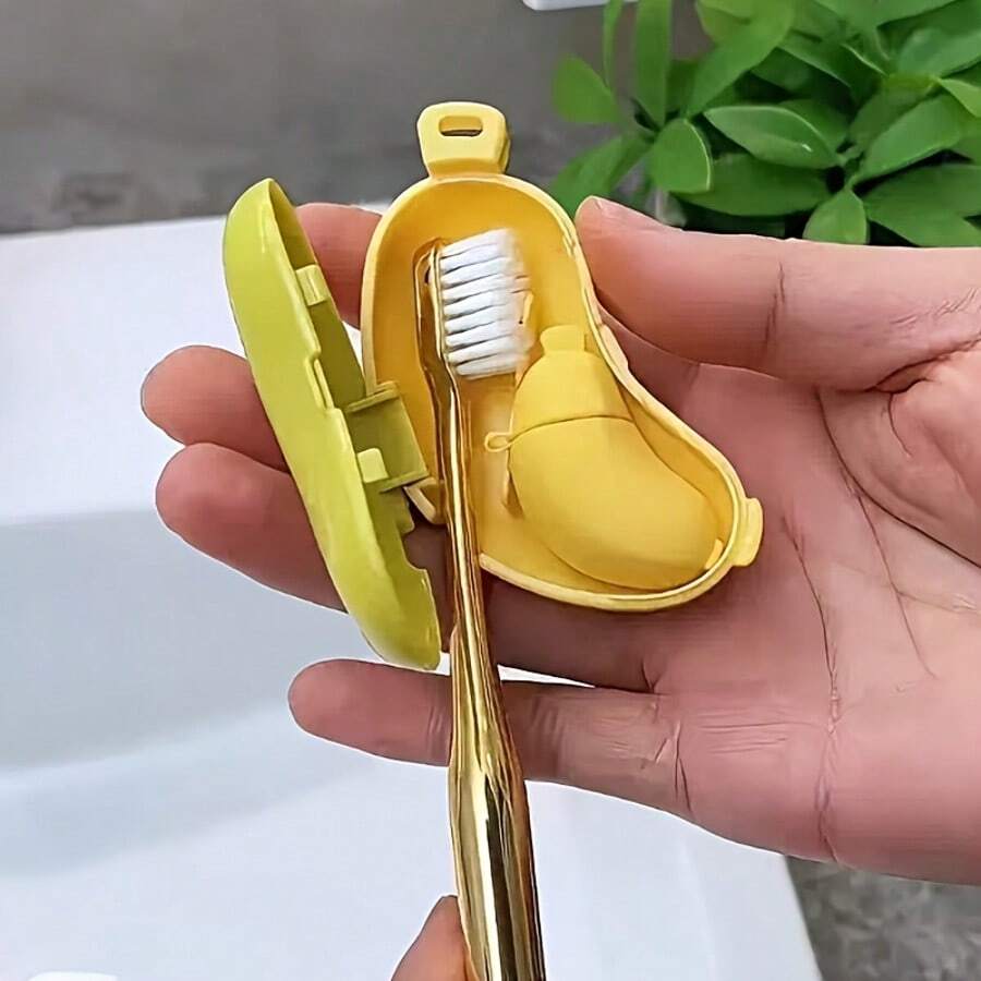 香蕉造型便攜式牙刷旅行收納防塵蓋，牙刷架，便攜式，保持牙刷清潔與保護，電動牙刷架