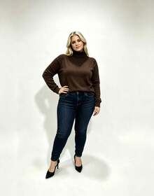 Steve Store Women's Knit Turtleneck Plus Size Elastane Sweater Long Sleeve Basic Winter Blouse Elegant Fashion - 棕色的 - 查看 1