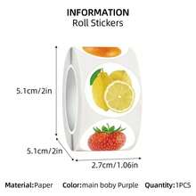 500/Roll Fruit Pattern Self-Adhesive Sealing Labels, 10 Designs, Suitable For Home Kitchen, Party, Gifts, DIY, Waterproof PVC Stickers,School Supplies,Back To School - Multicolor - View 6