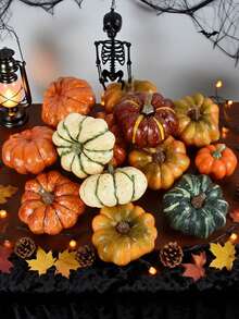 MEHELANY 12/5/1pc Realistic Mixed Color Artificial Pumpkin, Room Decor, Harvest Festival, Autumn Fake Plant, Halloween, Thanksgiving, Home Decoration, Autumn Harvest Theme Party Tabletop Decor - Multicolor - View 2