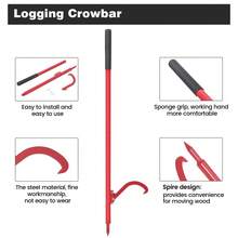 60in Heavy Duty Cant Hook Log Roller & 2-in-1 Wood Jack, Adjustable Steel Peavey Log Lifter with Non-Slip Rubber Grip, Logging Tool for Firewood, Sawmill, Forestry, Yard Work, Red - Rot - Übersicht 4