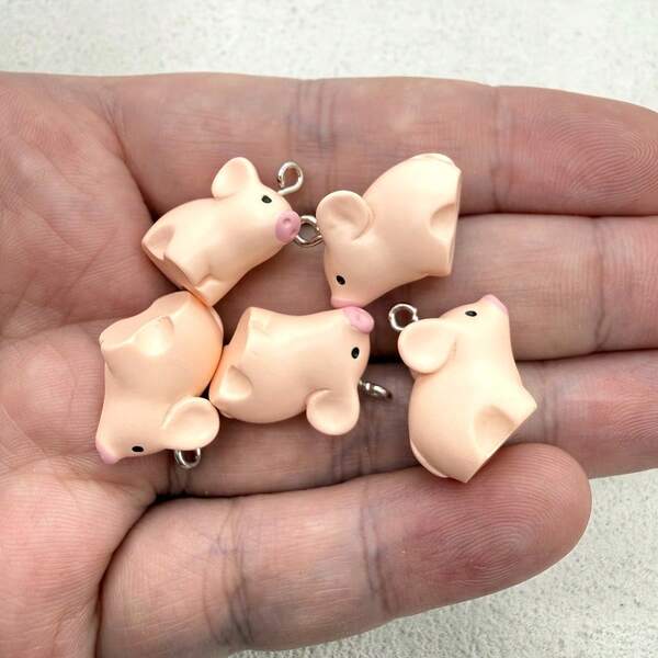 5pcs Resin Piglet Pendants, Suitable For DIY Jewelry Making, Perfect For Party Accessories, Earrings, Necklaces, And Bags