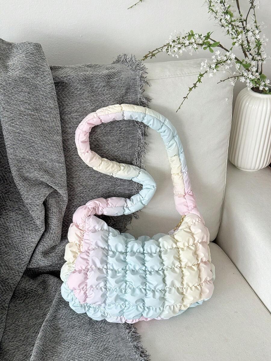 Fashion Solid Color Soft Shoulder Bag Puff Cloud Pleated Underarm Bag Versatile Daily Commute - Multicolor - View 1