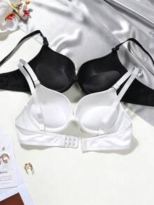 2pcs Thin Padded Push-Up Bra With Ruffle Bow Decoration, Suitable For Teenage Girls - Multicolor - View 3