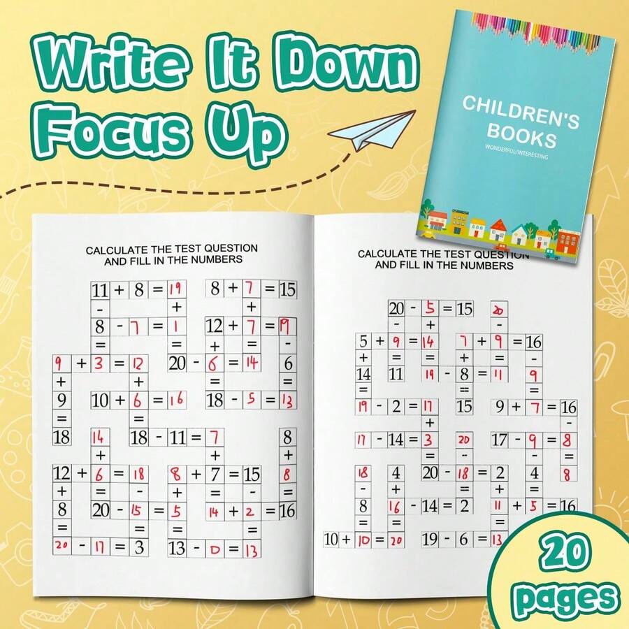 Cuaderno de aprendizaje de lógica matemática para niños - Libro de práctica de suma y resta, cultiva la concentración, la capacidad de pensamiento y las habilidades de resolución de problemas | Cuaderno de educación temprana para la práctica diaria de matemáticas y el desarrollo cerebral de vuelta a la escuela - Matemáticas tempranas - Ver 1