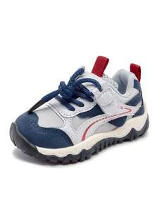 1 Pair Colorblock Toddler Shoes, Unisex Kids Hook & Loop Non-Slip Casual Sports Sneakers - Blue - View 11