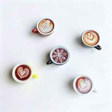 5/10pcs Mini Latte Art Coffee Fridge Magnets, Creative Resin Magnetic Memo Clips, Miniature Food DIY, Suitable For Kitchen, Pegboard, Office, Storage Cabinet, Dishwasher, Coffee Machine Multi-Scene Decoration, Christmas, Valentine's Day - Latte Art Coffee - View 14