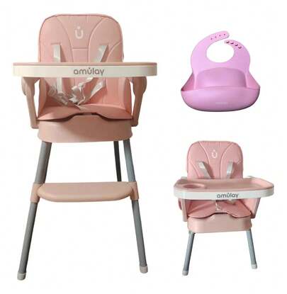 Silla Periquera Para Bebe Alta Plegable Portatil 3 En 1 Color Azul