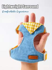 1 Set Pet Harness And Leash Set, Dog And Cat Denim Anti-Pull Harness, Adjustable Durable Dog Vest, Personalized Pet Gear - Multicolor - View 10