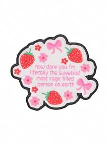 Cute Strawberry Bow Floral Enamel Brooch Funny Sassy Quote Metal Pin For Backpack Jacket - Pink - View 10
