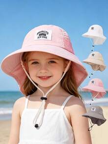 1 Buah Topi Ember Jala Warna Polos untuk Anak-anak, Topi Pelindung Matahari untuk Liburan Pantai, Cocok untuk Bepergian dan Bermain, Usia 8-16 Tahun - Logo mobil - Versi perempuan - View 1