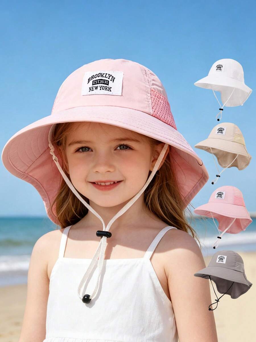 1 Buah Topi Ember Jala Warna Polos untuk Anak-anak, Topi Pelindung Matahari untuk Liburan Pantai, Cocok untuk Bepergian dan Bermain, Usia 8-16 Tahun - Logo mobil - Versi perempuan - View 1