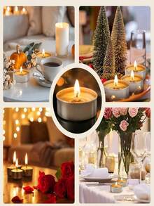 50-Pack Unscented Tea Light Candles | 4-Hour Burn Time, White, Smokeless & Dripless, Small Candles | Long-Lasting For Home, Weddings, Events, Emergencies | Bulk Pack Small Candles - Multi-colored Candles - View 9
