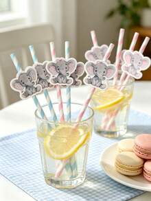 40/20/10pcs Elephant Shaped Straws, Jungle Animal Party Straws, Beverage Straws, Party Favors, Suitable For Bachelor Party, Wedding Party, Kitchen, Kitchenware Gifts, Tableware, Birthday Party, Wedding - Multicolor - View 9