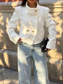 DEEKA Spring/Summer New Arrival Women's Fashion Minimalist Versatile Patchwork Short Jacket White - White - View 3