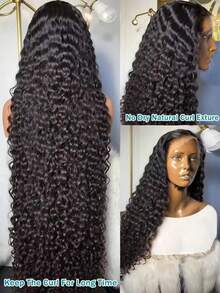 Uveous 40 42 Inch 250% Density Short Bob Wig Kinky Curly 13X4 13X6 Human Hair Wigs Pre Plucked With Baby Hair HD Transparent Lace Front Wigs For Women 250 Density Jerry Curly Water Wave Bob Wig Human Hair Deep Curly Wig Natural Black Halloween Season - Natural Black - 查看 4