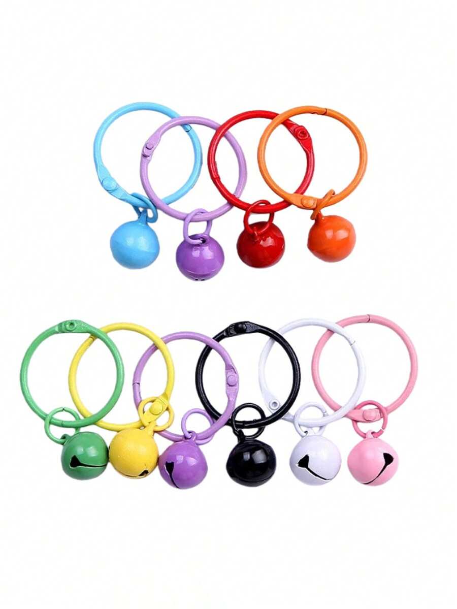 10/20 piezas anillos de llavero de campana de aleación de zinc esmaltada de colores, estilo Ins, anillos de llavero divididos, accesorios para hacer colgantes de manualidades con cuentas Perler, dijes para bolsos - Llavero con forma de campana pintada - Ver 1