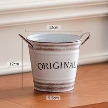 1/2/3pcs American Vintage Letter Double-Ear Metal Flower Pot, Suitable For Succulent Plants, Cosmetic Storage, Desktop Organizer, Living Room/Outdoor Garden Decor, Pen Holder, Flower Bucket - Flowerpot - View 13