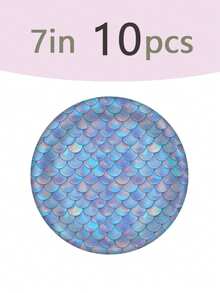 50pcs Mermaid Theme Disposable Party Set - 7/9 Inch Plates, 9oz Cups, 2-Ply Soft Napkins - Birthday Party, Wedding Reception, Friends Gathering, Holiday Dinner, Theme Celebration, Picnic Essentials - A - View 6