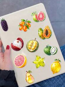 50pcs Shiny Gem Tropical Fruit Sticker Pack, Crystal Cut Assorted Summer Fruit Vinyl Stickers, Suitable For Notebooks, Luggage, School Diaries, Scrapbooks, Back To School Season - Multicolor - View 7