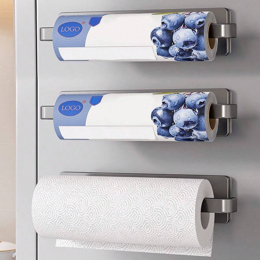 1pc Magnetic Modern Metal Paper Towel Holder, Wall-Mounted Roll Storage Rack, Easy Installation, Suitable For Kitchen, Refrigerator, BBQ Grill, Toolbox, RV, Camping, Picnic And Outdoor Halloween Decoration Ideal Choice