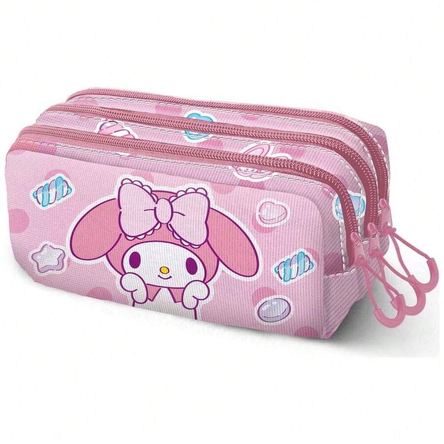 Hello Kitty Safta 兒童鉛筆盒,尺寸 11x23x10 厘米,3 個拉鍊隔層,帶內襯和可調節拉桿背帶 - 選項 3 - 查看 1