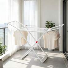 Tendedero plegable con forma de ala, tendedero de almacenamiento con forma de mariposa para el suelo, sin necesidad de instalación, tendedero plegable con forma de ala para el balcón - A - Ver 6
