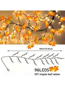 1pc 96 LED Maple Vine Fairy Lights, USB Powered, 8 Lighting Modes, Flexible Maple Leaf String Lights, Autumn Indoor Decoration, Suitable For Living Room And Bedroom, Halloween Party Atmosphere Light - Maple Leaf - View 14