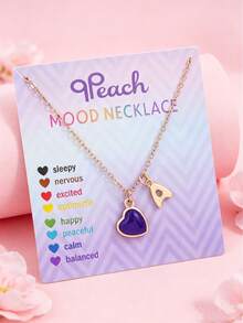 1 pieza Collar con colgante de corazón y letra inicial que cambia de color según el estado de ánimo, personalizado con encanto de alfabeto A-Z, sensible a la temperatura, regalo de joyería para el Día de San Valentín - Multicolor - Ver 1