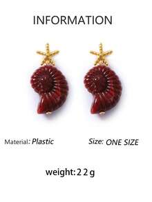 1 Pair Summer Ocean Natural Vacation Style Conch Shell Starfish Shell Earrings For Women, Lightweight Luxury Personalized Casual Versatile - Ocean-themed Earrings - View 17