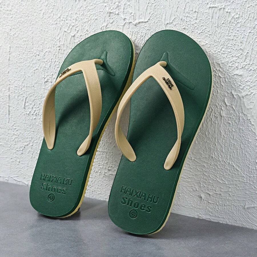 Summer New Men's Comfortable Lightweight Casual Fashion Personalized Home Slippers Beach Flip Flops Wear-Resistant Thong Sandals For Men - Green - View 1