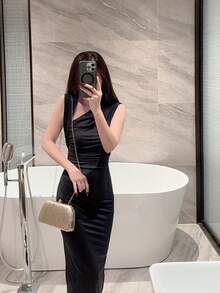 Moonlit Eve Bag 1個金色百褶迷你方盒手拿包，高端金屬雙珍珠鈕扣設計，優雅方盒晚宴包，適合派對女孩、新娘、大學生、職場新人與白領女性，適用於派對、舞會、婚禮，完美搭配舞會配件，附金屬鍊條 - 金色 - 查看 11