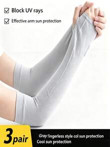 3pcs Summer Ice Silk Arm Sleeves Men's Gloves Arm Covers Women's Sun Protection Cool Arm Warmers - Multicolor - View 6