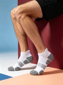 1/3/5/10/20 pares de calcetines cortos cómodos para hombre con base gris + combinación de negro y blanco, adecuados para varios tipos de zapatos y ocasiones, deportes al aire libre, deportes de interior, correr y caminar - Multicolor - Ver 4