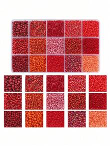 Kit de fabricación de joyas DIY - Caja de 15 compartimentos con cuentas de vidrio de unicolor tipo arroz y tubo para pulseras y collares - Multicolor - Ver 13