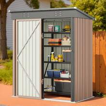 Outdoor Tool Shed, Storage Hut, Patio/Garden Tool Storage Cabinet, Household/Outdoor Waterproof And Rustproof Farm Implement And Miscellaneous Item Storage Cabinet. - Brown - View 6