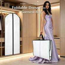 1 件新娘婚纱服装袋，带 11.81 英寸可折叠边缘旅行收纳袋，71 英寸长高品质舞会礼服晚礼服，红色/红色/白色 - 彩色 - 查看 18